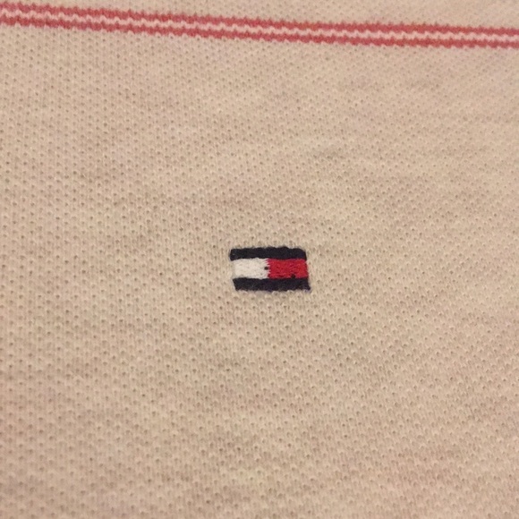 Vintage Cream and Red Striped Tommy Hilfiger Polo - Picture 4 of 8